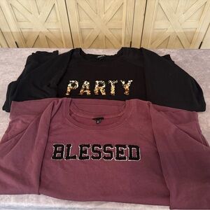 Torrid Graphic Long Sleeve Shirts - Black and Purple